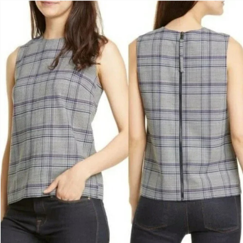 Lewit Lidia Plaid Shell Wool Blend Sleeveless Top - Size Small
